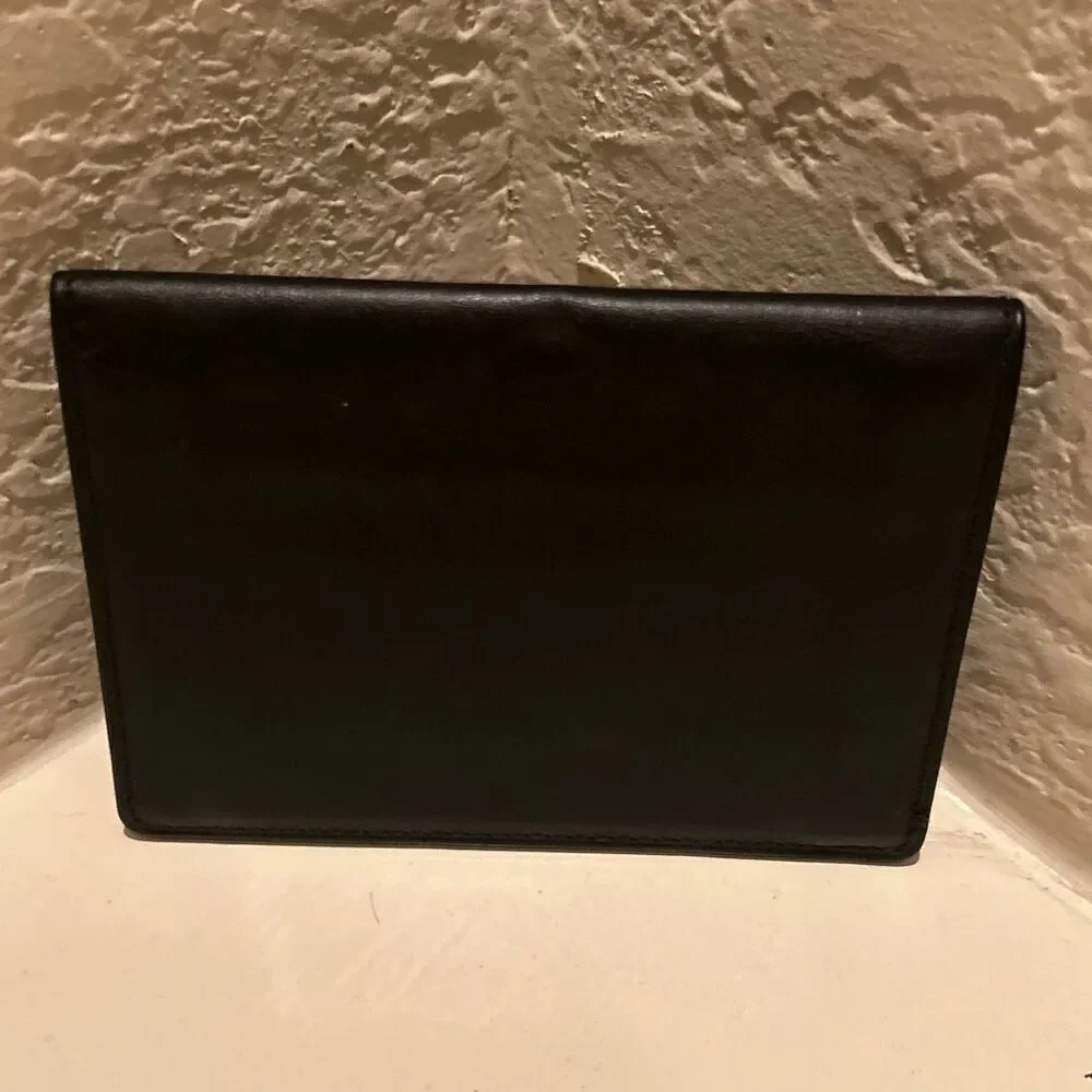 Dunhill Compact Bifold Cardholder ID Wallet Black Leather Minimalist Quiet Luxe